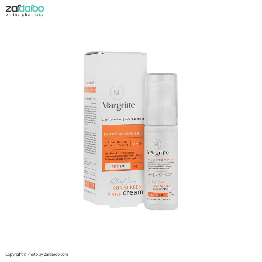 کرم ضد آفتاب رنگی پوست چرب و مستعد آکنه SPF30 بژروشن مارگریت Margritte