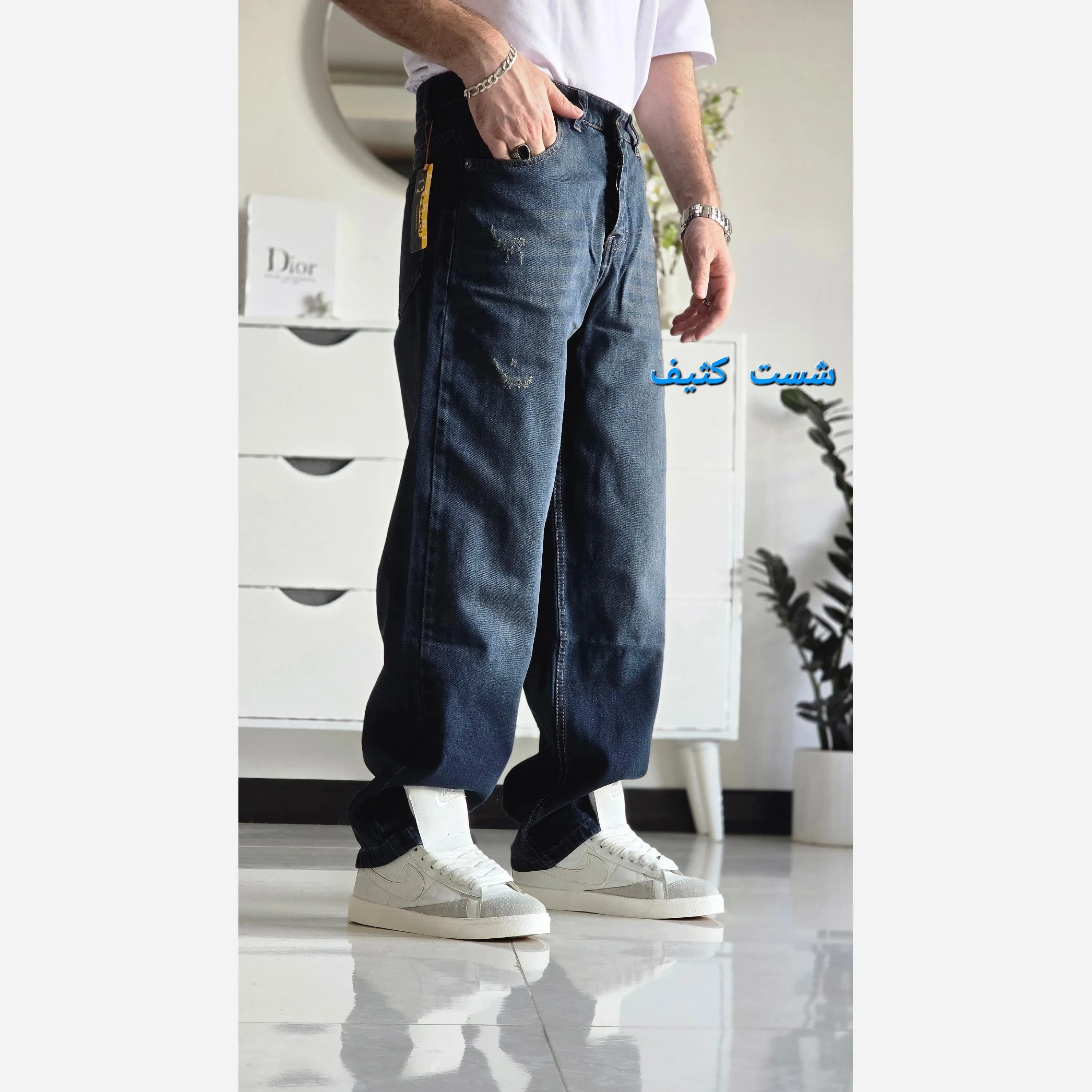شلوار جین بگ مردانه رنگ شست کثیف سایز 42 تا 50 — تصویر ۹
