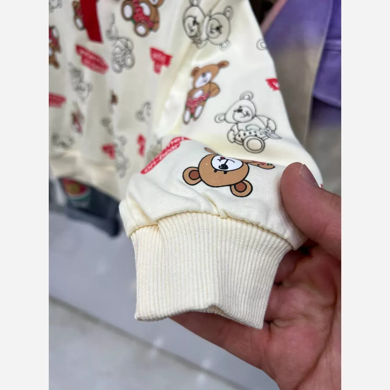 ست بلوز و شلوار تدی و شلوار مام استایل جین بچه گانه وارداتی بهاره و پاییزه — تصویر ۶