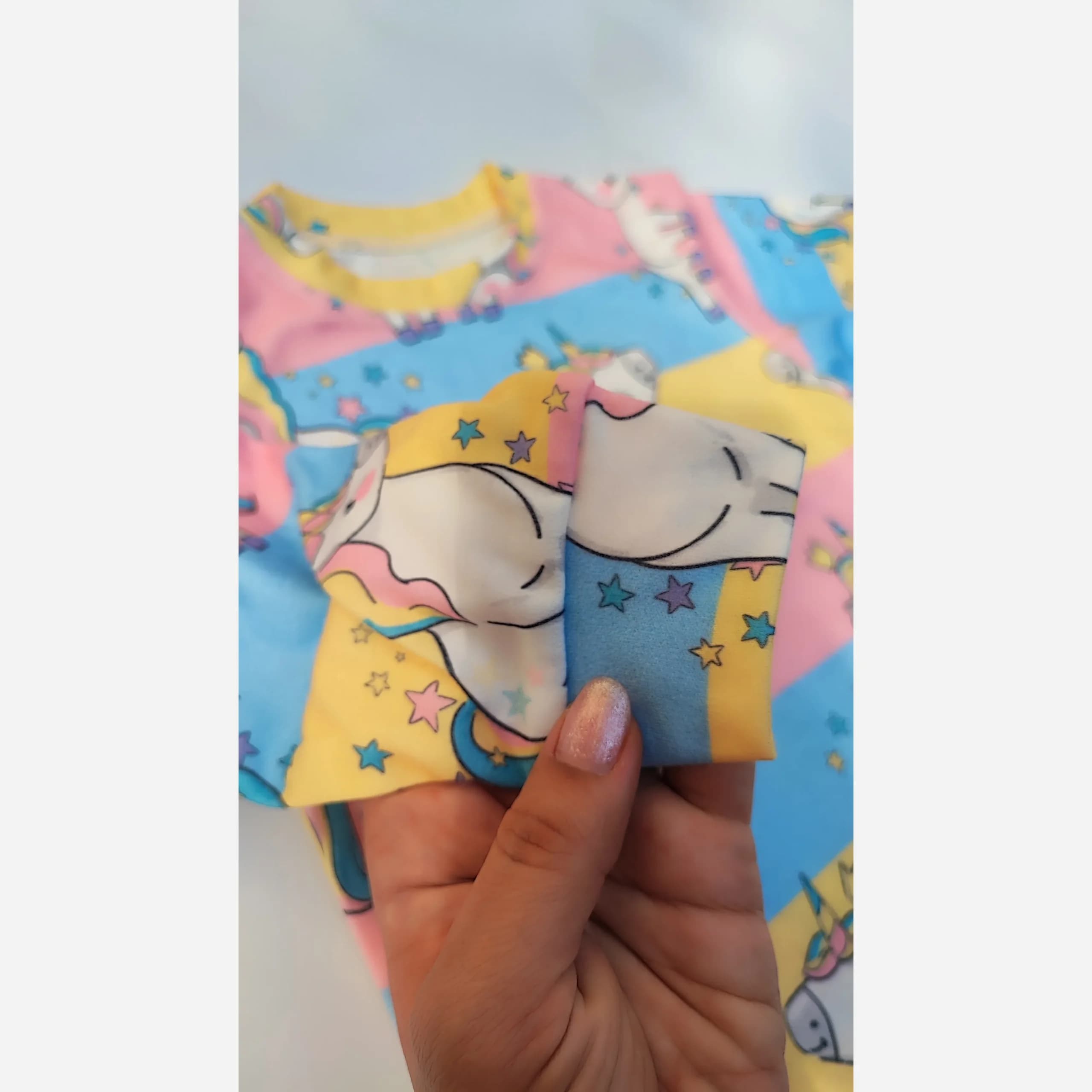 ست بلوز و شلوار راحتی طرح تکشاخ نخ و پنبه سایز 35 تا 50 — تصویر ۳