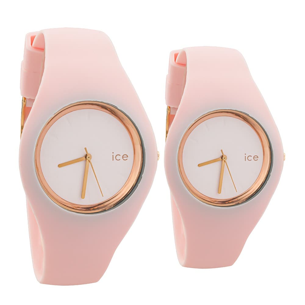ساعت آیس ice watch اسپرت صفحه بزرگ و کوچک صورتی کمرنگ