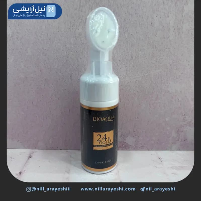 فوم شستشو صورت براش دار طلا 24k بیوآکوا کد BQY4086 2