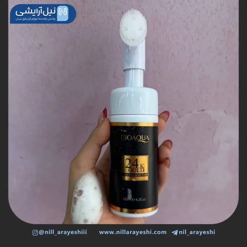فوم شستشو صورت براش دار طلا 24k بیوآکوا کد BQY4086 2 — تصویر ۲