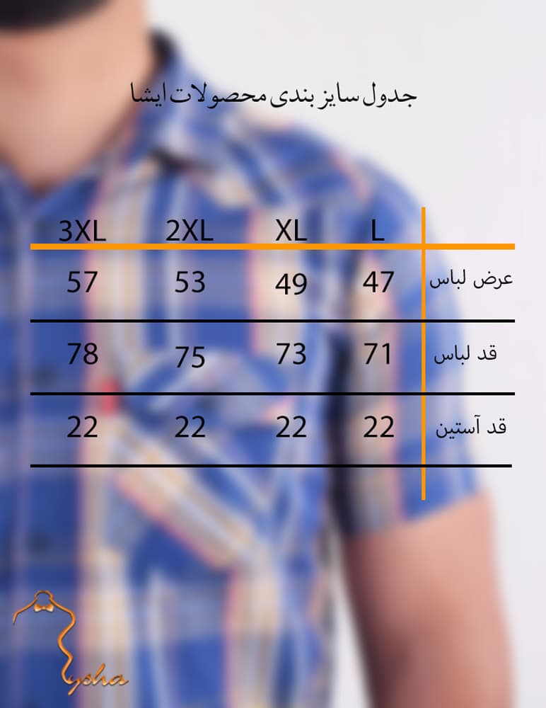 پيراهن آستين کوتاه چهارخانه لويز آبي پررنگ — تصویر ۲
