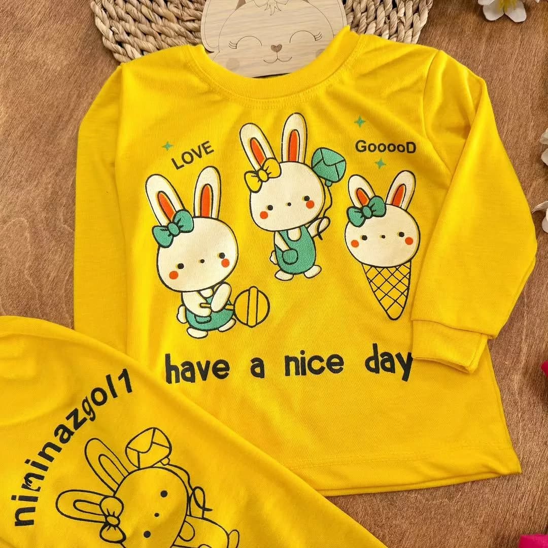 بلوز شلوار خرگوش و بستنی nice day سایز ۴ تا ۶ کد ۵۴۲۰ — تصویر ۲