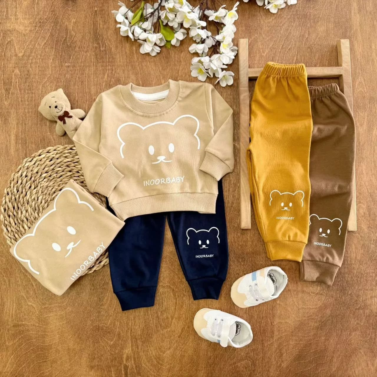 بلوز شلوار خرس INOORBABY سایز ۳۰،۳۵ کد ۵۵۵۷