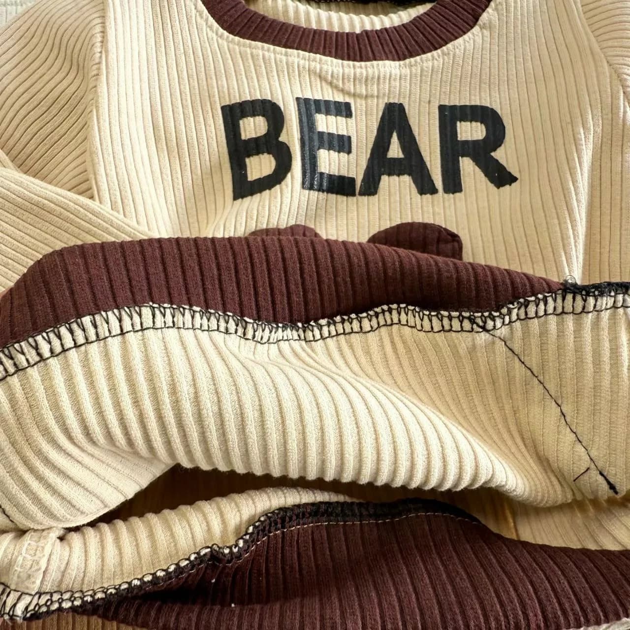 بلوز شلوار آکاردئونی طرح خرس Bear کد ۵۵۵۵ — تصویر ۴