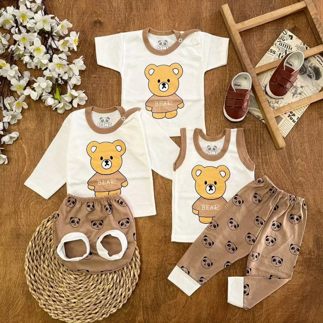 ست ۵ تکه (دکمه دار) خرس bear قهوه ای کد ۵۵۱۹