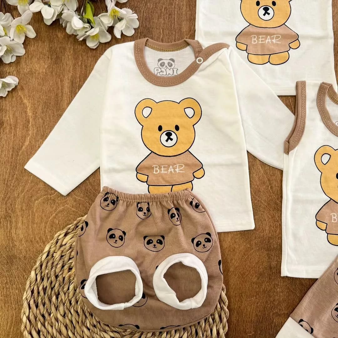 ست ۵ تکه (دکمه دار) خرس bear قهوه ای کد ۵۵۱۹ — تصویر ۲