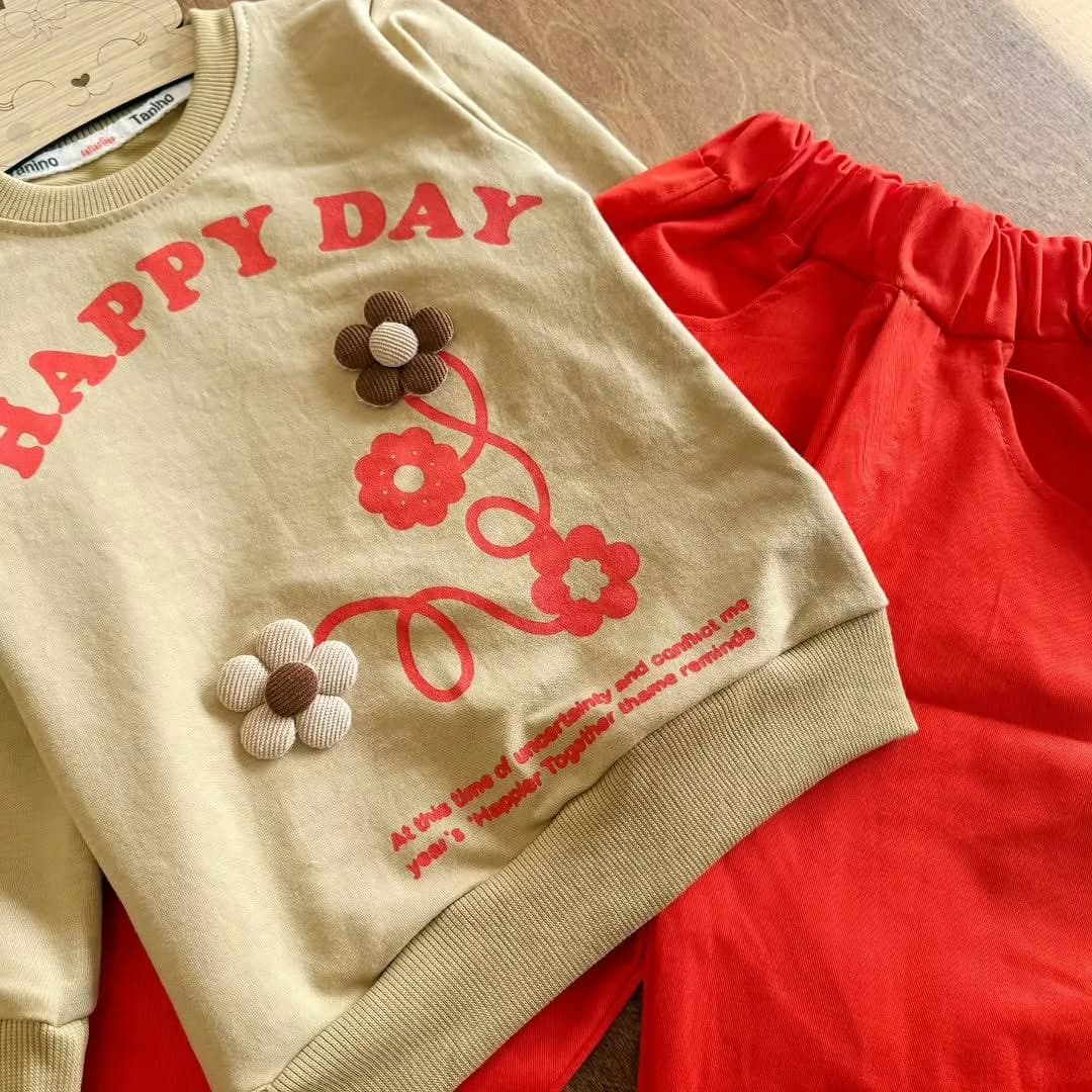 بلوز شلوار کتان دو گل برجسته happy day سایز ۴۰،۴۵ کد ۵۴۸۶ — تصویر ۳