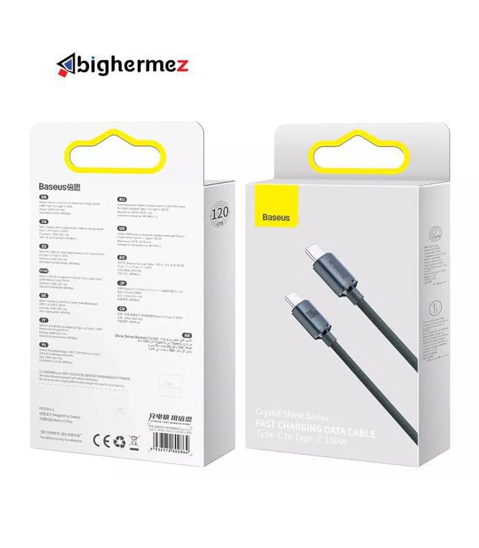 کابل شارژ دوسر TYPE-C باسئوس مدل BS-CAJY000601 100W به طول 1.2 متر — تصویر ۳
