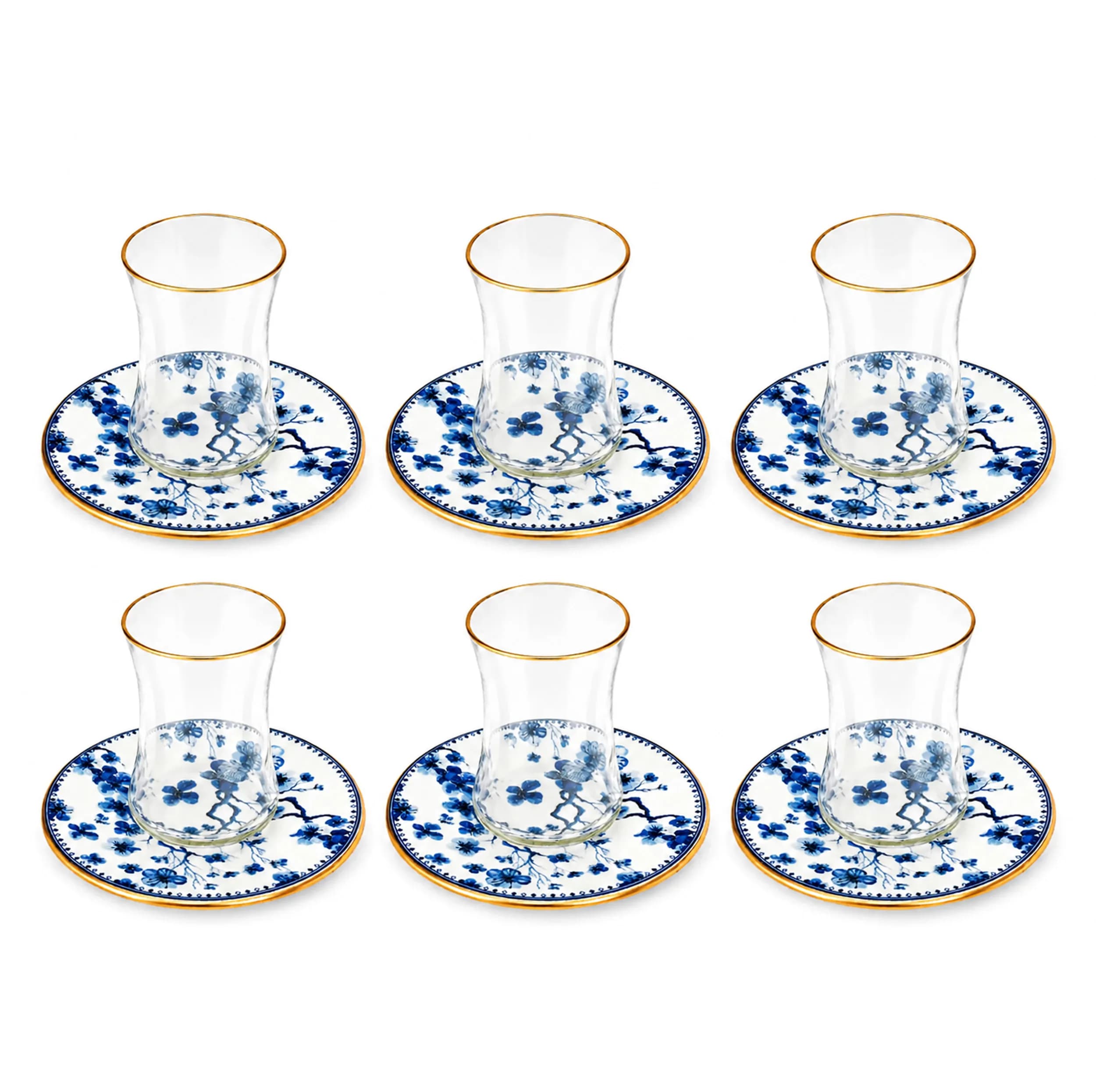 سرویس چای خوری 12 پارچه 6 نفره شاهین مدل Blue-Rose