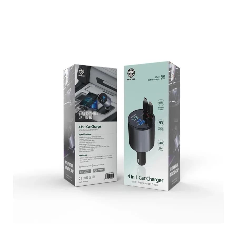 شارژر فندکی گرین لاین مدل Green Lion 4 In 1 Car Charger — تصویر ۲