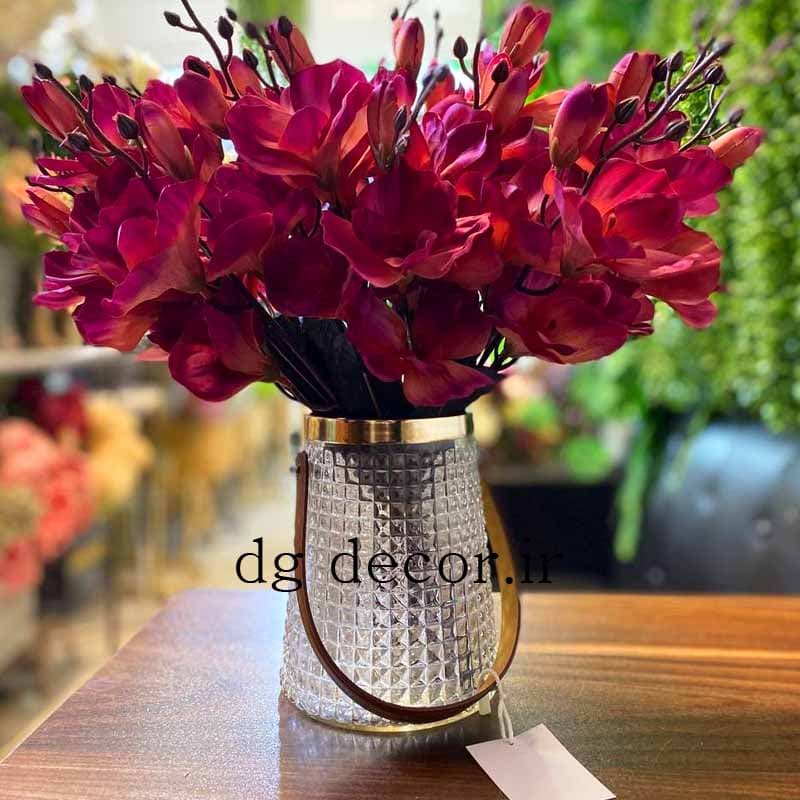 گلدان شیشه ای لوکس با بند چرم62617920019496263696200015 — تصویر ۲