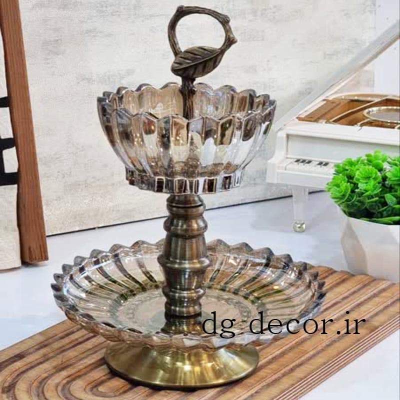 شیرینی خوری دو طبقه برنزی وارداتی