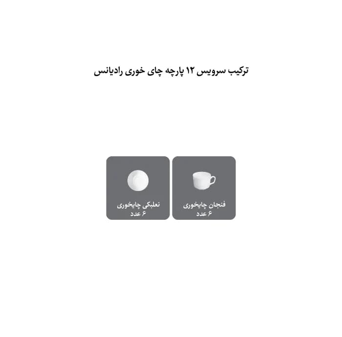 سرویس چای خوری 12 پارچه چینی زرین ایران مدل رادیانس 8 زرین درجه 3 — تصویر ۳