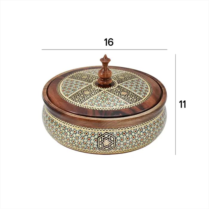قندان چوبی 16 خاتم 0025 — تصویر ۲