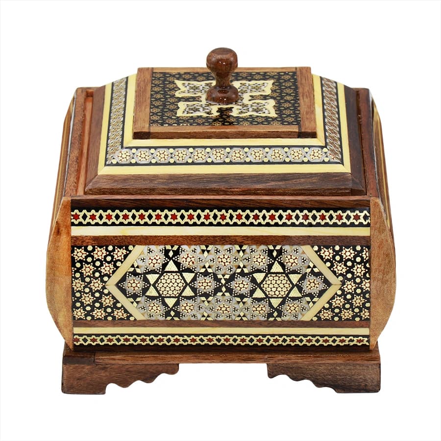 شکلات خوری چوبی 4 گوش 12 خاتم 2019