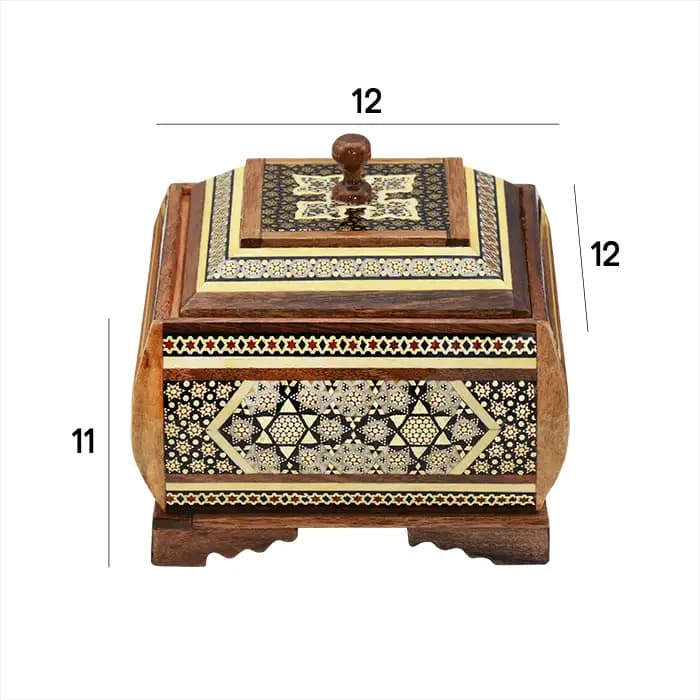شکلات خوری چوبی 4 گوش 12 خاتم 2019 — تصویر ۳