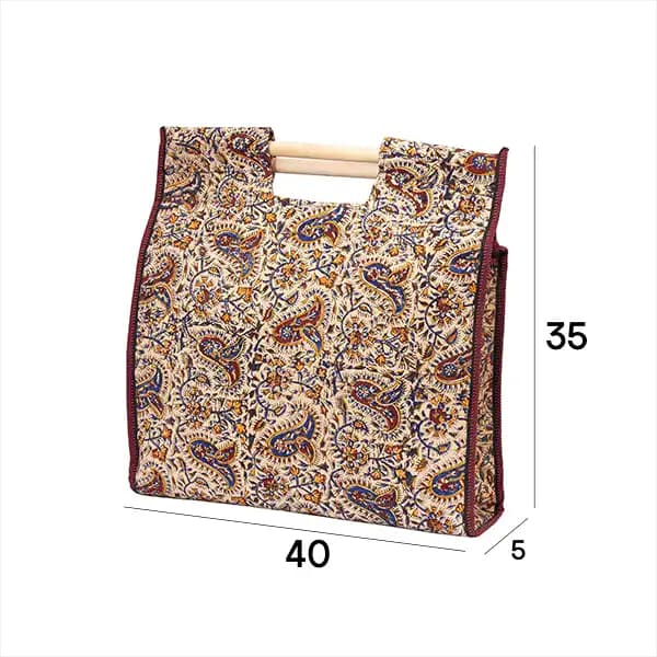 کیف 35*40 قلمکار دسته چوبی کد 03 — تصویر ۳
