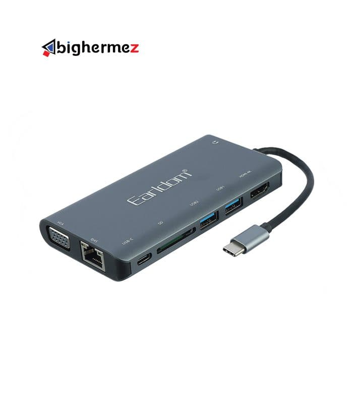 هاب TYPE-C به USB3.0/SD/AUX/HDMI/VGA/RJ45/Type-C ارلدام مدل ET-W29