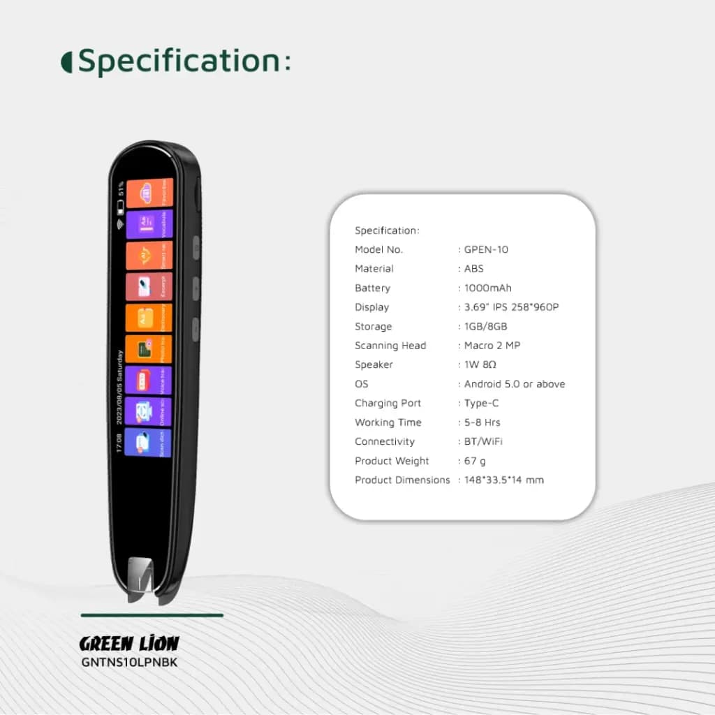 قلم مترجم هوشمند گرین لاین Green Lion Translation Pen مدل GPEN 10 — تصویر ۸