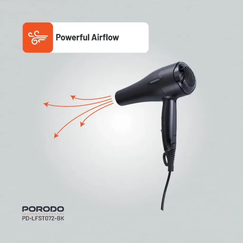 سشوار باد گرم Porodo lifestyle Negative ion no frizz hair dryer1200w Lfs072 — تصویر ۸