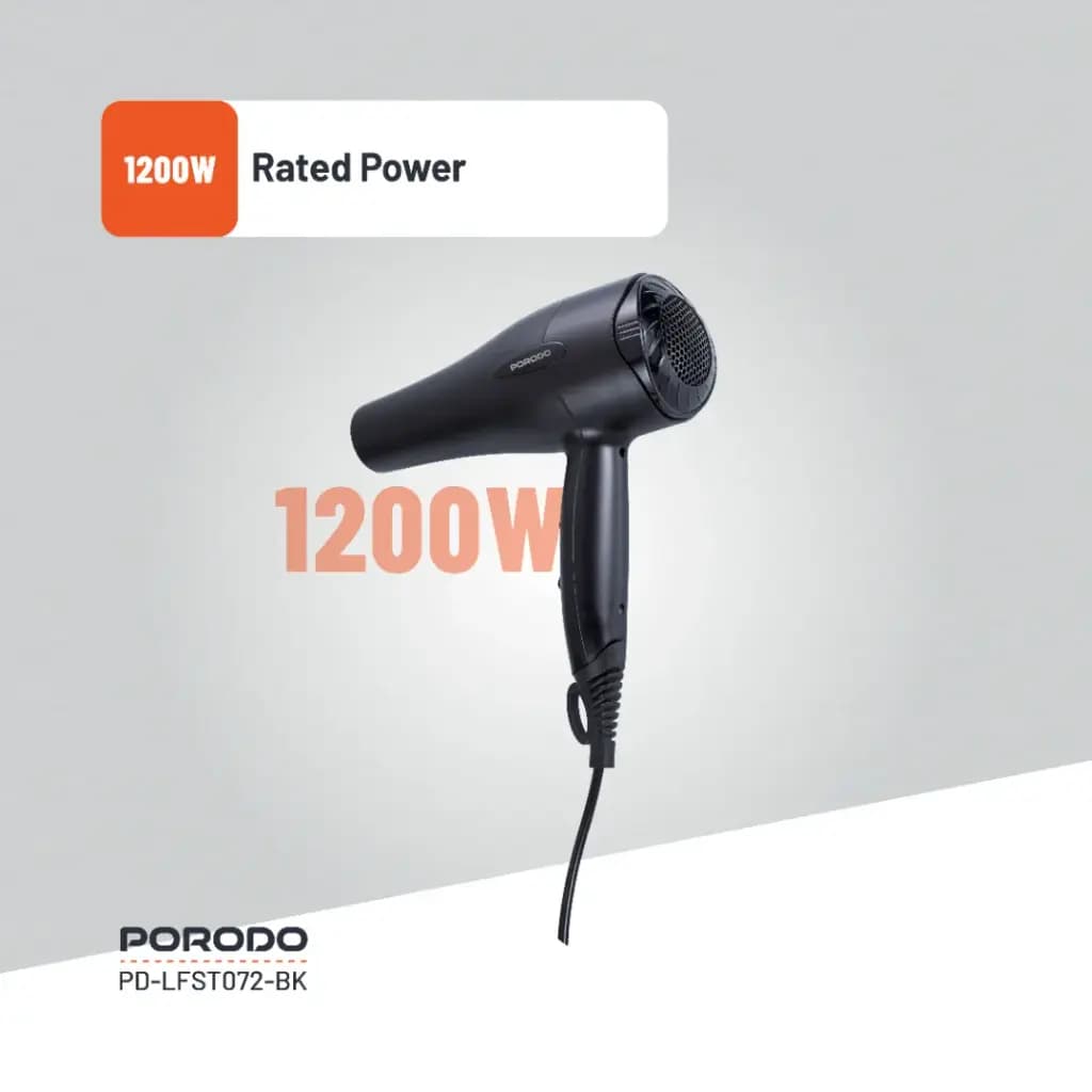 سشوار باد گرم Porodo lifestyle Negative ion no frizz hair dryer1200w Lfs072 — تصویر ۴