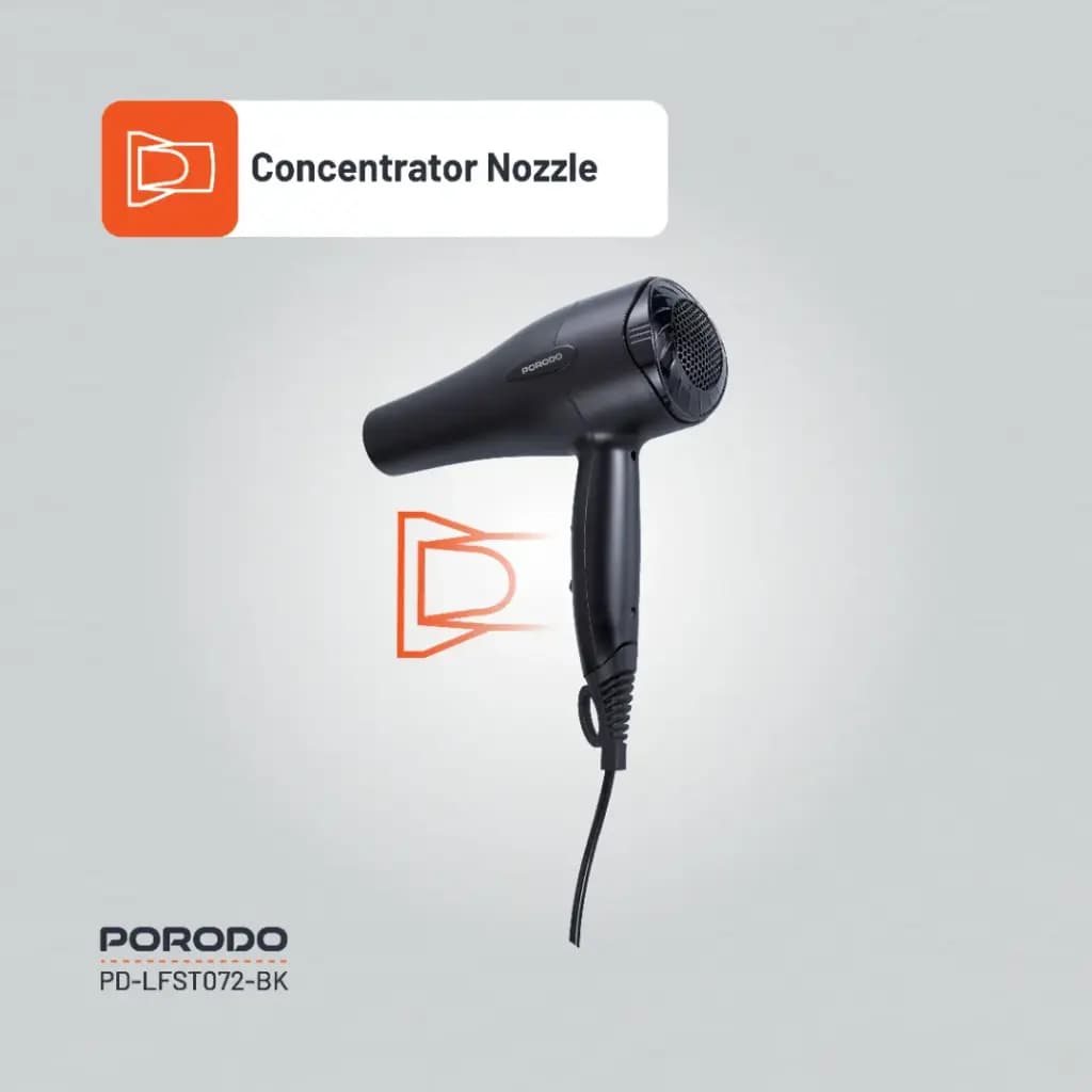 سشوار باد گرم Porodo lifestyle Negative ion no frizz hair dryer1200w Lfs072 — تصویر ۳