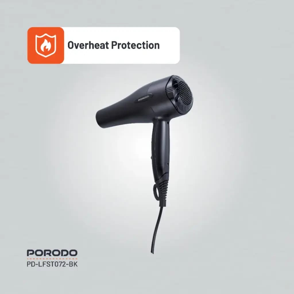 سشوار باد گرم Porodo lifestyle Negative ion no frizz hair dryer1200w Lfs072 — تصویر ۵