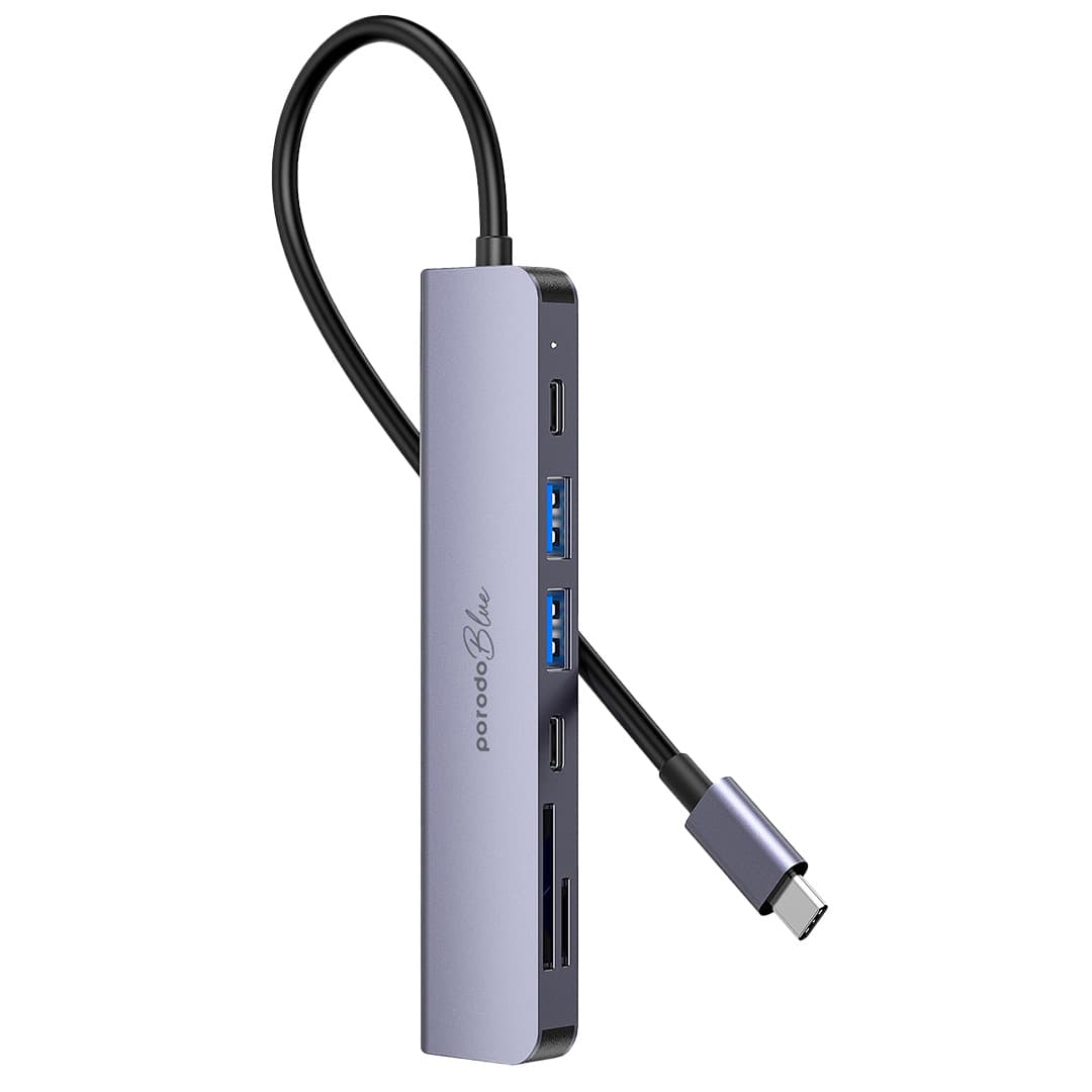 هاب 7 پورت 100 وات PD پرودو مدل Porodo Blue 7Ports USB-C Hub 4K HDMI PB71HBCGY — تصویر ۸