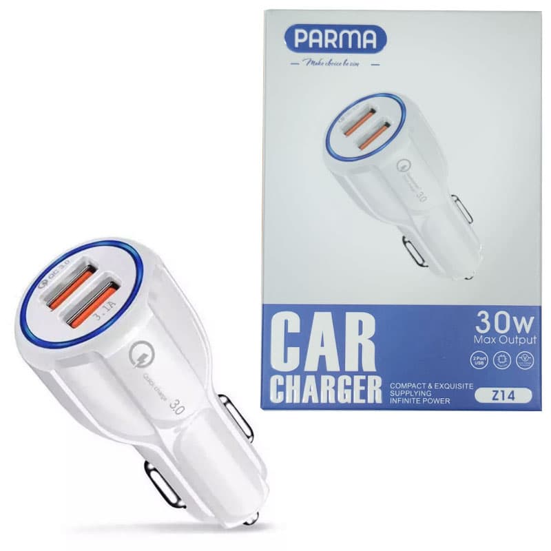 شارژر فندکی 2پورت فست Parma Z14 30w