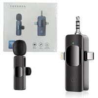 میکروفن یقه ای یک عددی بیسیم شارژی سه کاره Type-c,lightning,Aux K15 Single