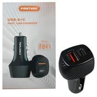شارژر فندکی 2 پورت یک پورت PD فست Firstyou F041 48w