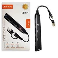 هاب 3پورت USB با سر سوکت Type-cوUSB پک سفید Orginal SX-65 2in1