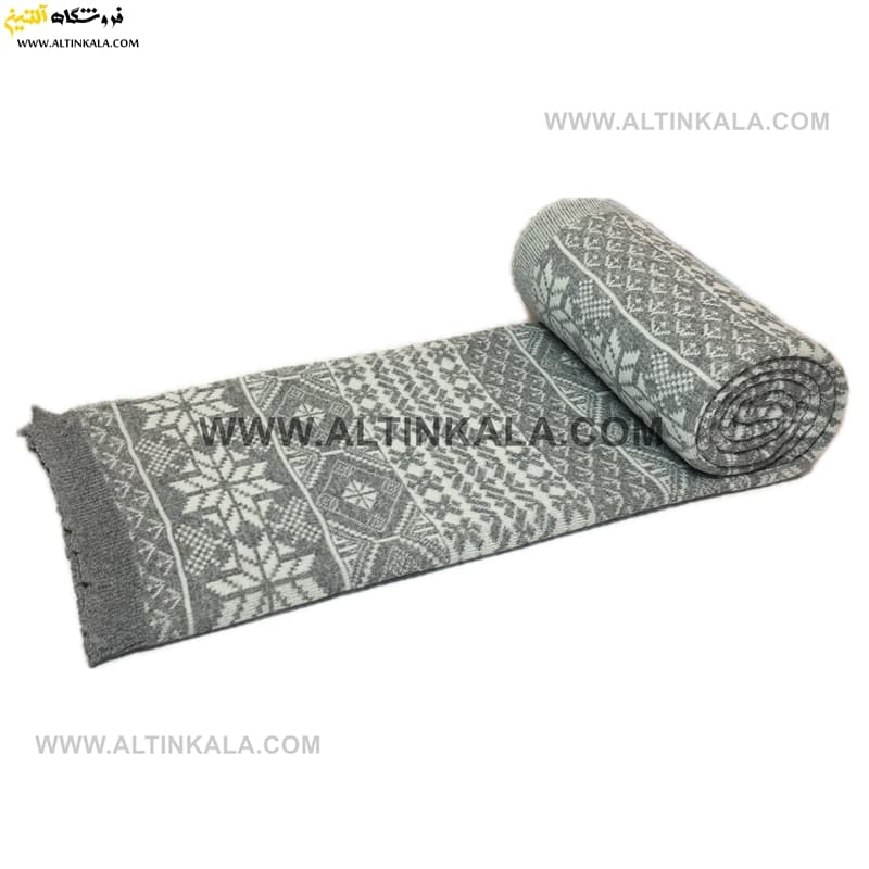 شال مبل بافت (رومبلی) سوپر (تراکم بالا) طرح نروژی سایز 150×200 طوسی — تصویر ۲
