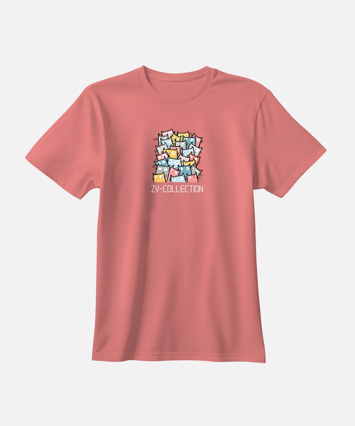 تیشرت صورتی نخ پنبه طرح سگ و گربه — تصویر ۵