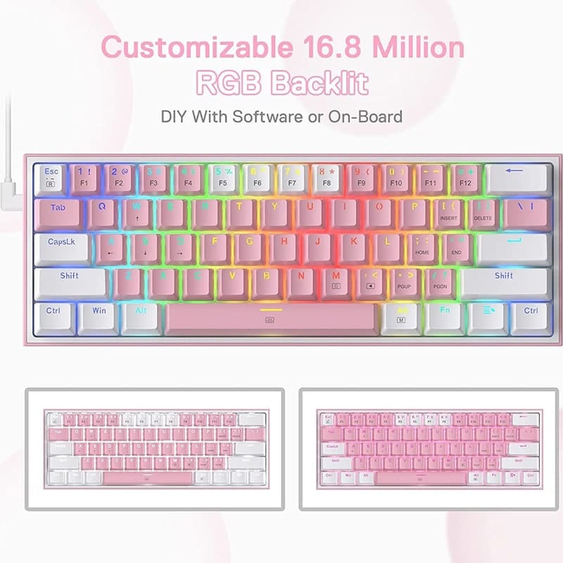 کیبورد ردراگون مدل FIZZ K617 White-Pink — تصویر ۳