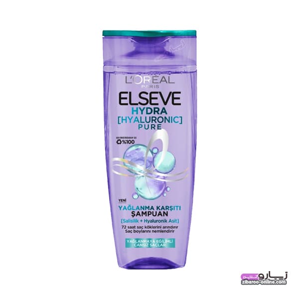شامپو لورال موی چرب LOREAL ELSEVE HYDRA [HYALURONIC] PURE حجم300ml اصل — تصویر ۳