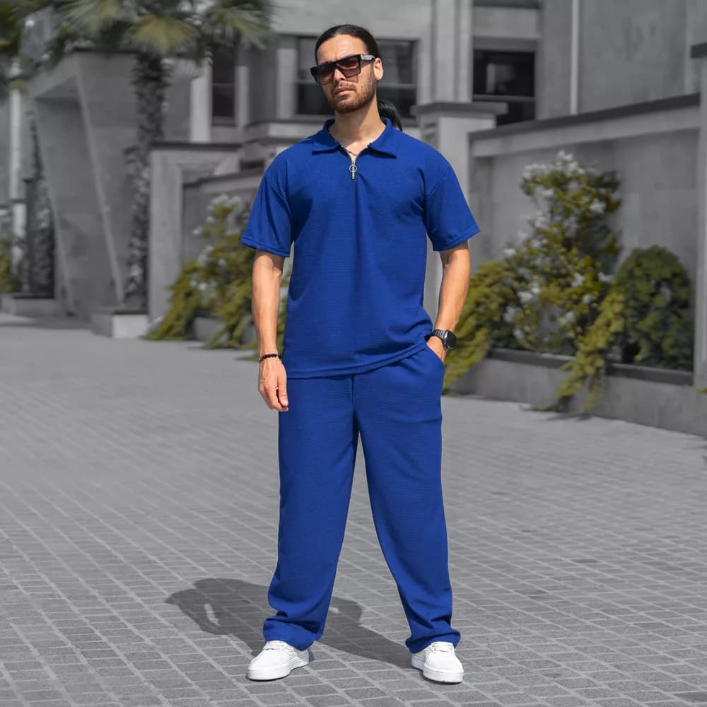 ست تیشرت نیم زیپ و شلوار مردانه کد 26764 — تصویر ۳
