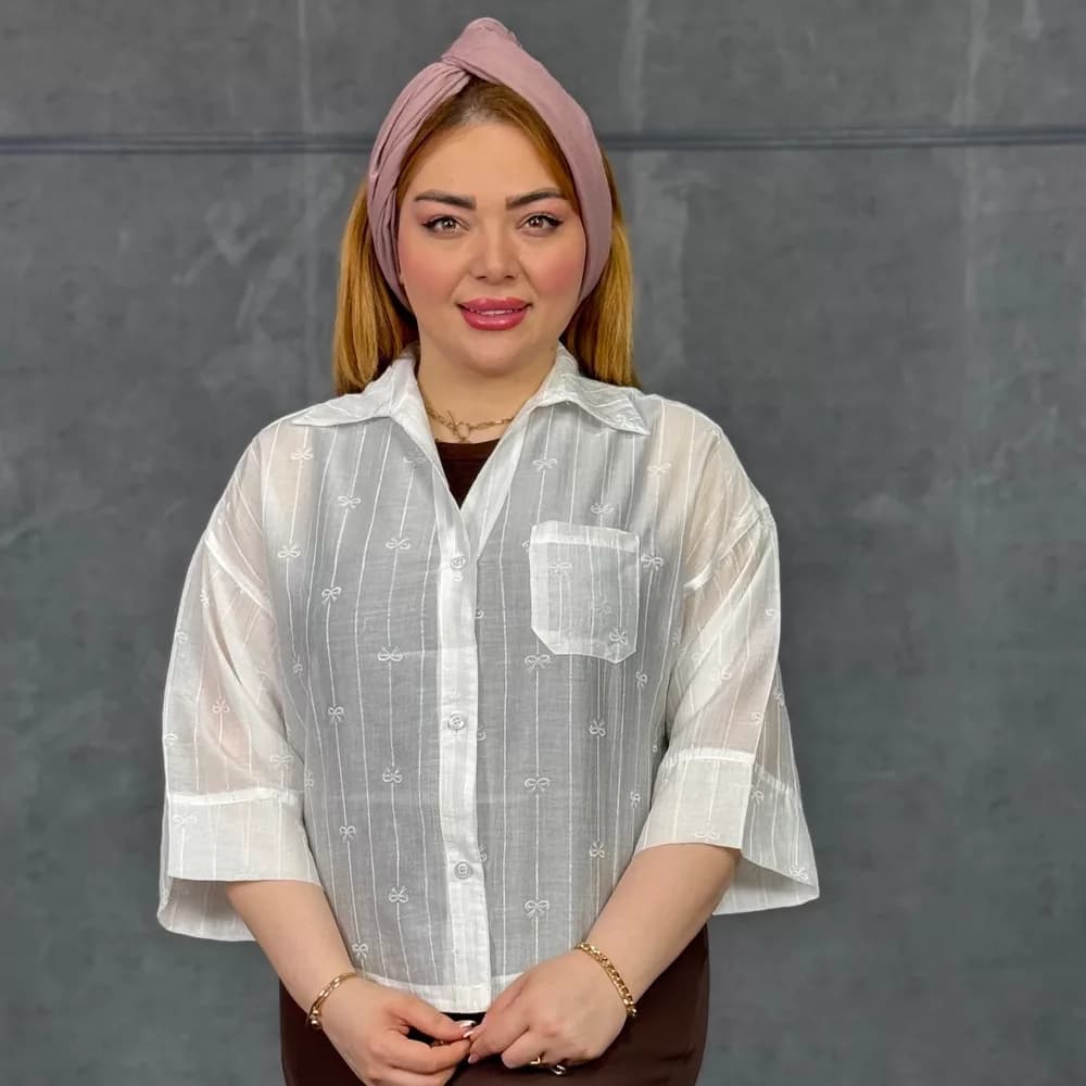 شومیز دخترانه پاپیون کد 29725 — تصویر ۵