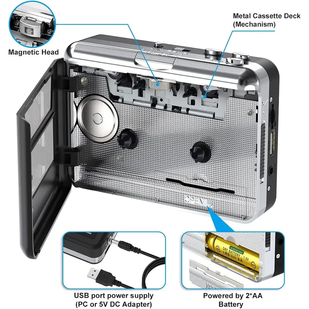 دستگاه تبدیل نوار کاست به MP3 رایبوزن برند Rybozen مدل BR608 — تصویر ۵