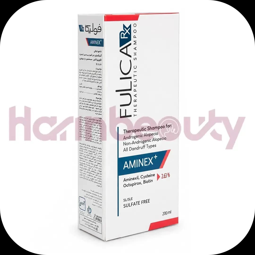 شامپو تقویت‌کننده و ضد ریزش فولیکا مدل AMINEX مخصوص موهای شکننده و دارای شوره حاوی بیوتین حجم 200 میلی‌لیتر