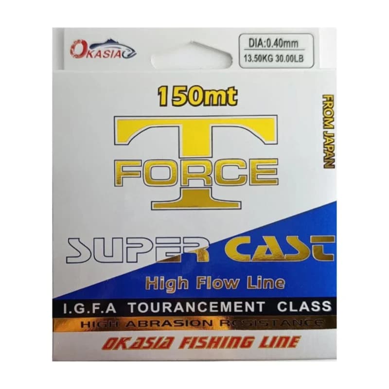 نخ ماهیگیری اوکاسیا Okasia مدل T-Force سایز 0.40 طول 150 متری