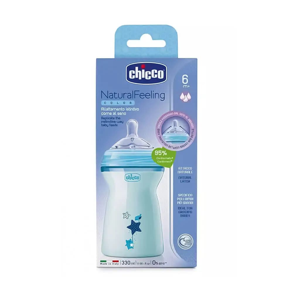 شیشه شیر نچرال فیلینگ ستاره آبی 330 میل چیکو Chicco — تصویر ۲