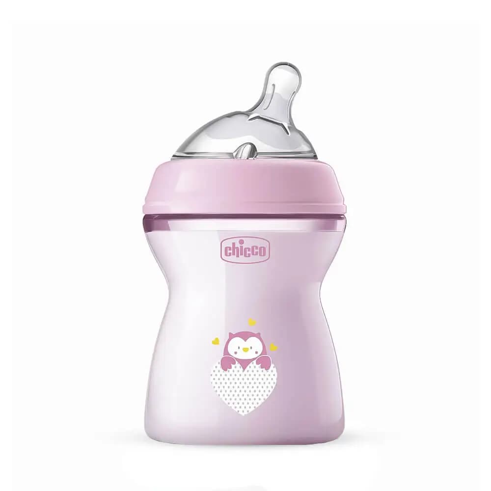 شیشه شیر نچرال فیلینگ جغد صورتی 250 میل چیکو Chicco