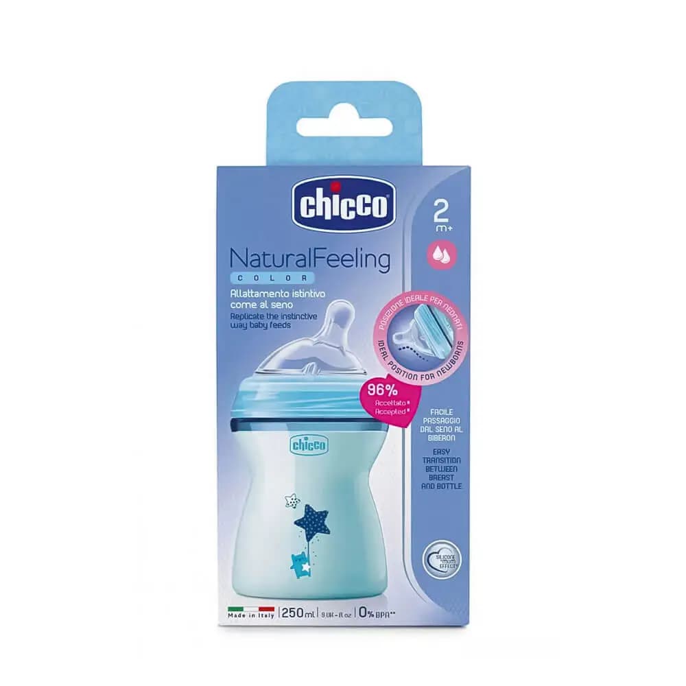شیشه شیر نچرال فیلینگ ستاره آبی 250 میل چیکو Chicco — تصویر ۲