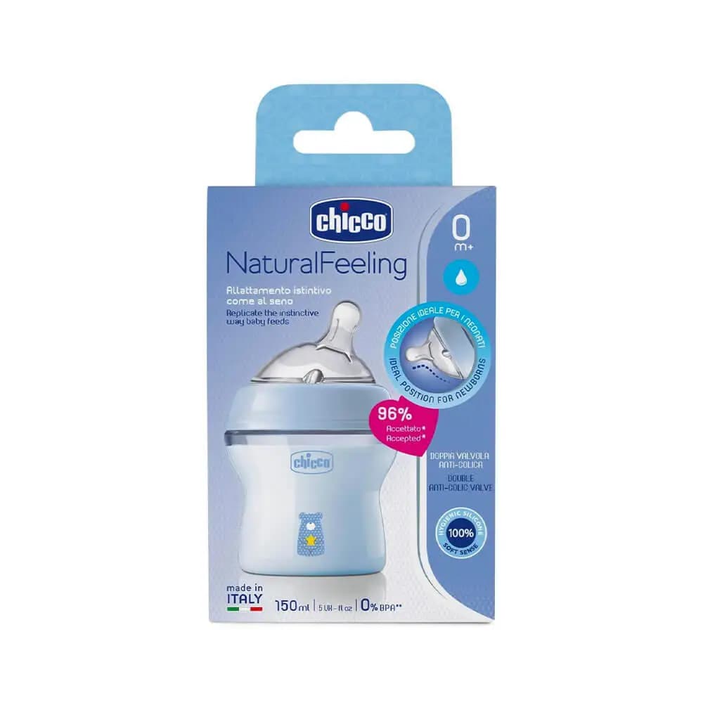 شیشه شیر نچرال فیلینگ خرس آبی 150 میل چیکو Chicco — تصویر ۲