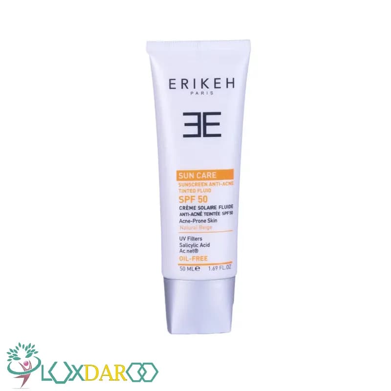 فلوئید ضد آفتاب بژ طبیعی مناسب پوست مستعد آکنه اریکه SPF50