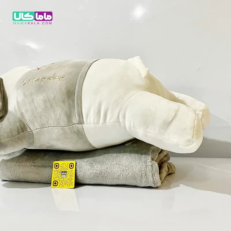 عروسک سگ شارپی پتوبالشتی طوسی وارداتی 60 سانتیمتر — تصویر ۵